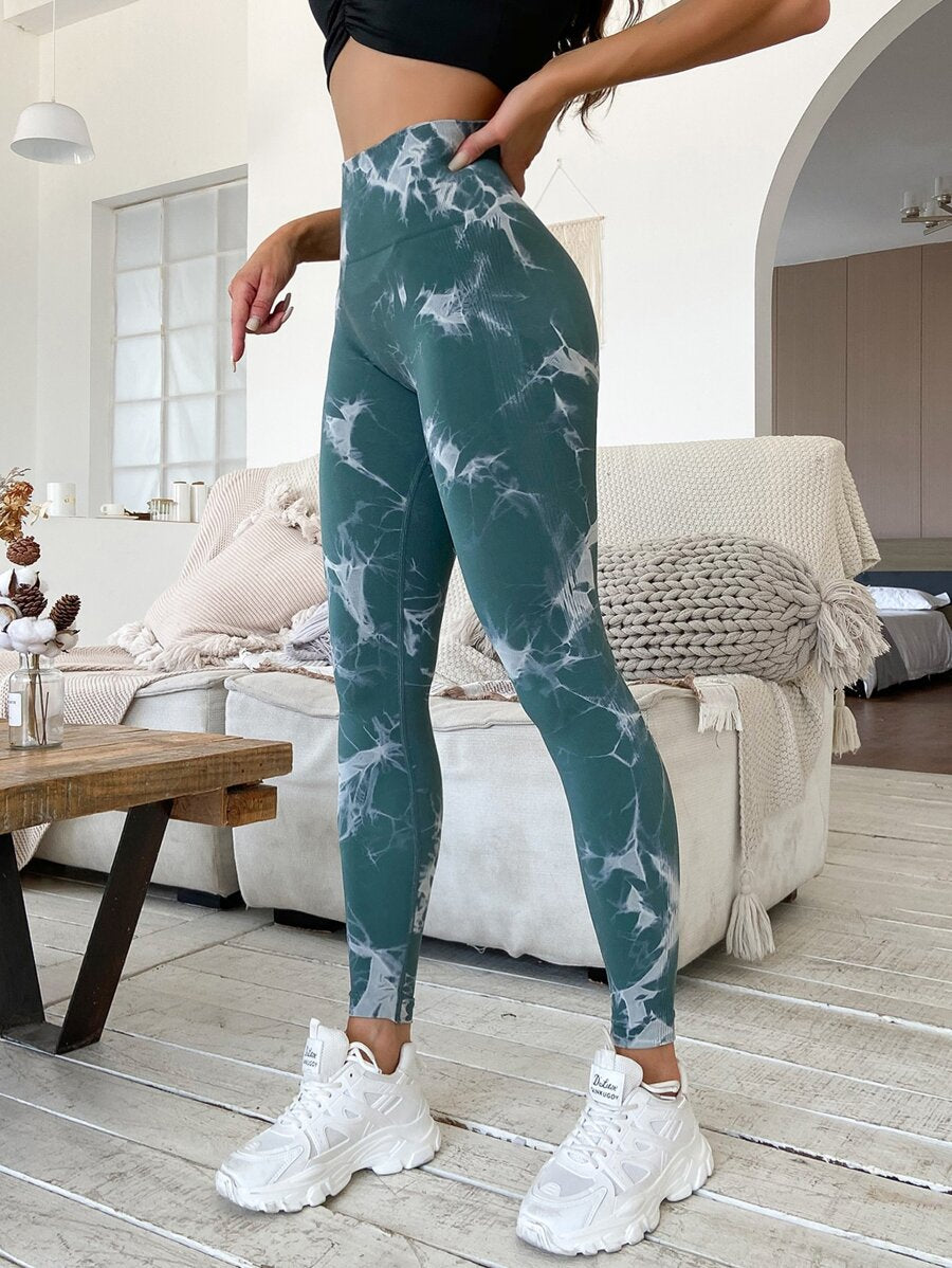 Colanți Fitness WNY PRO Tie Dye fără sudură de bază strâmte modelatori cu talie înaltă WCLNT2746