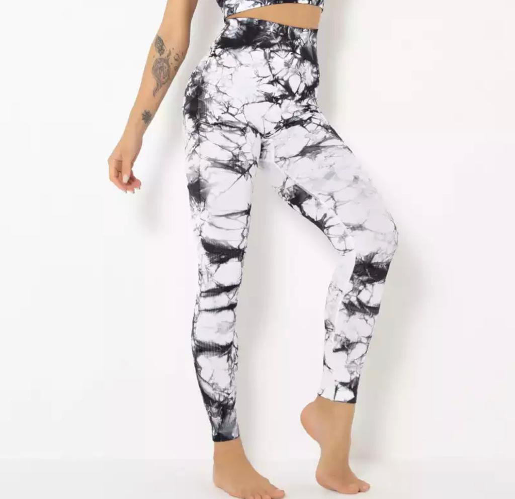 Colanti WNY Fitness PRO fără sudură jambiere modelatori cu talie inalta și Moda Tie Dye push up uscare rapida WCLNT8828