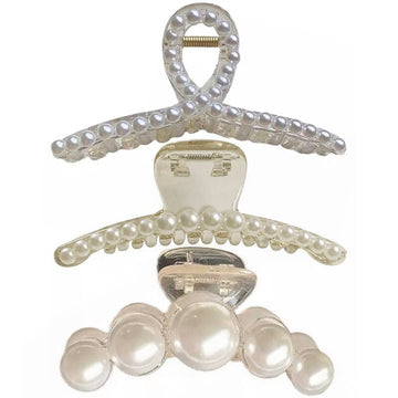Set 3 clesti decorative si elegante pentru par, Perle Alb, WNY, SAP0001