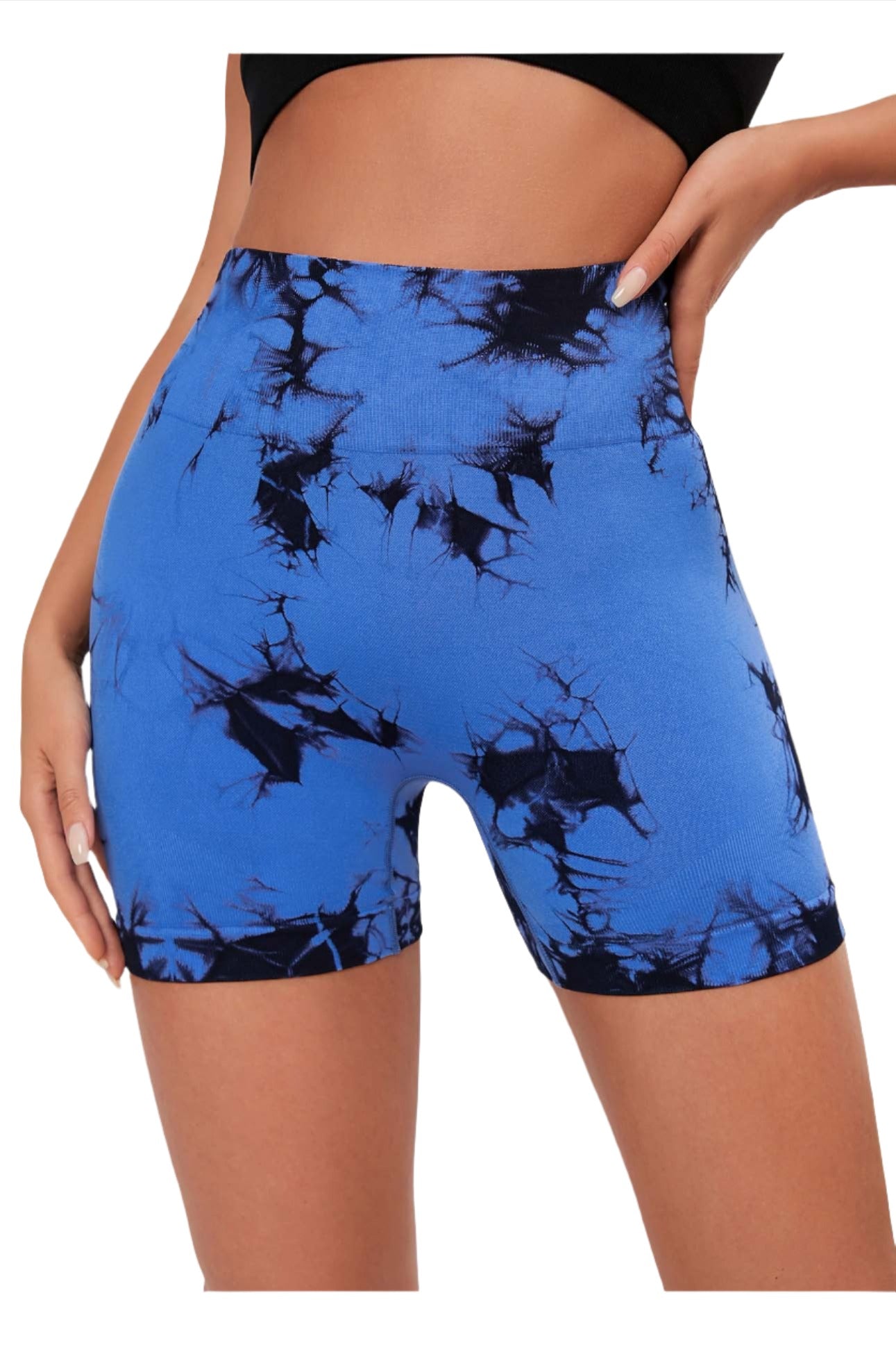 Colanti Fitness PRO Scurti Tie Dye Modelatori cu talie inalta si dungi push up DK-2520