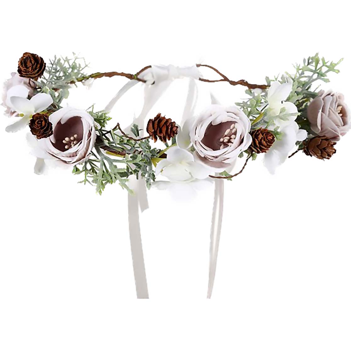 Coronita de par reglabila de decorare a capului floral reglabil, pentru Mireasa, ghirlanda de flori si frunze artificiale, Accesorii bogat, halo Garland Mov, COR58405