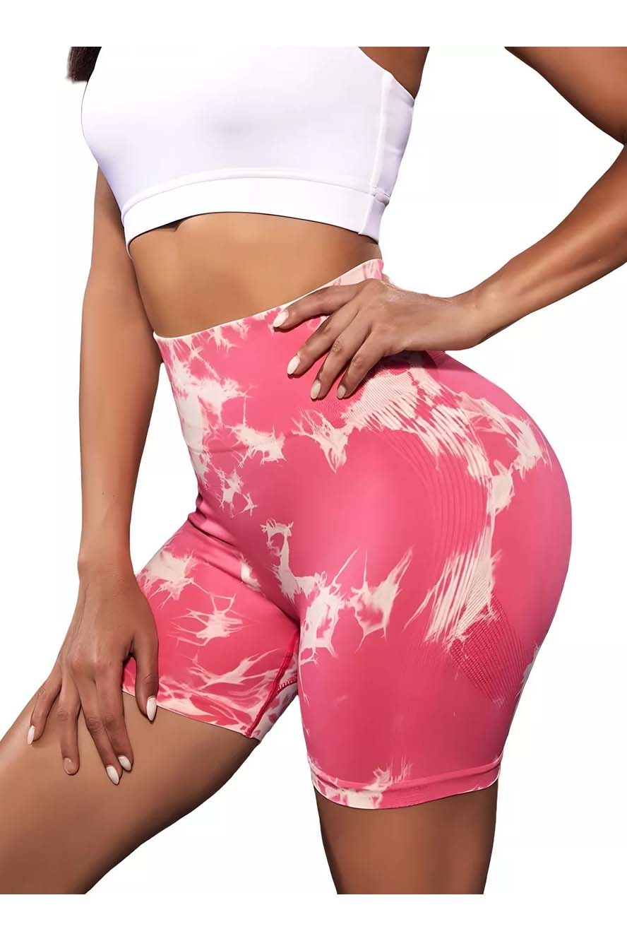 Colanti Fitness PRO Scurti Tie Dye Modelatori cu talie inalta si dungi push up DK-2520