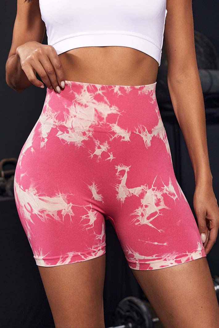 Colanti Fitness PRO Scurti Tie Dye Modelatori cu talie inalta si dungi push up DK-2520