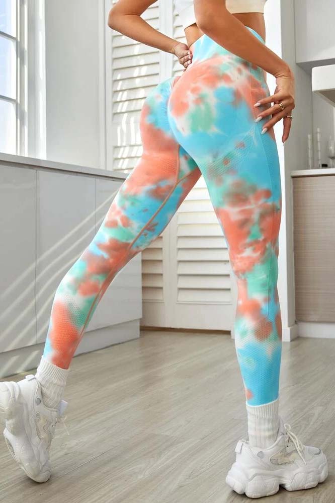 Colanti Fitness WNY PRO Tie Dye push up cu talie inalta WCLNT2588