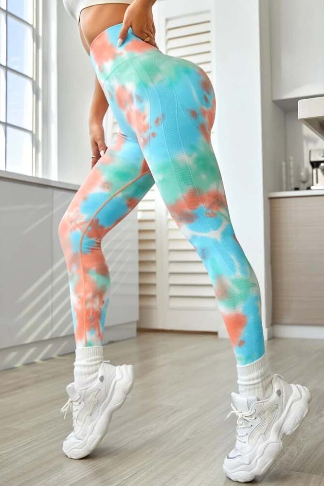 Colanti Fitness WNY PRO Tie Dye push up cu talie inalta WCLNT2588