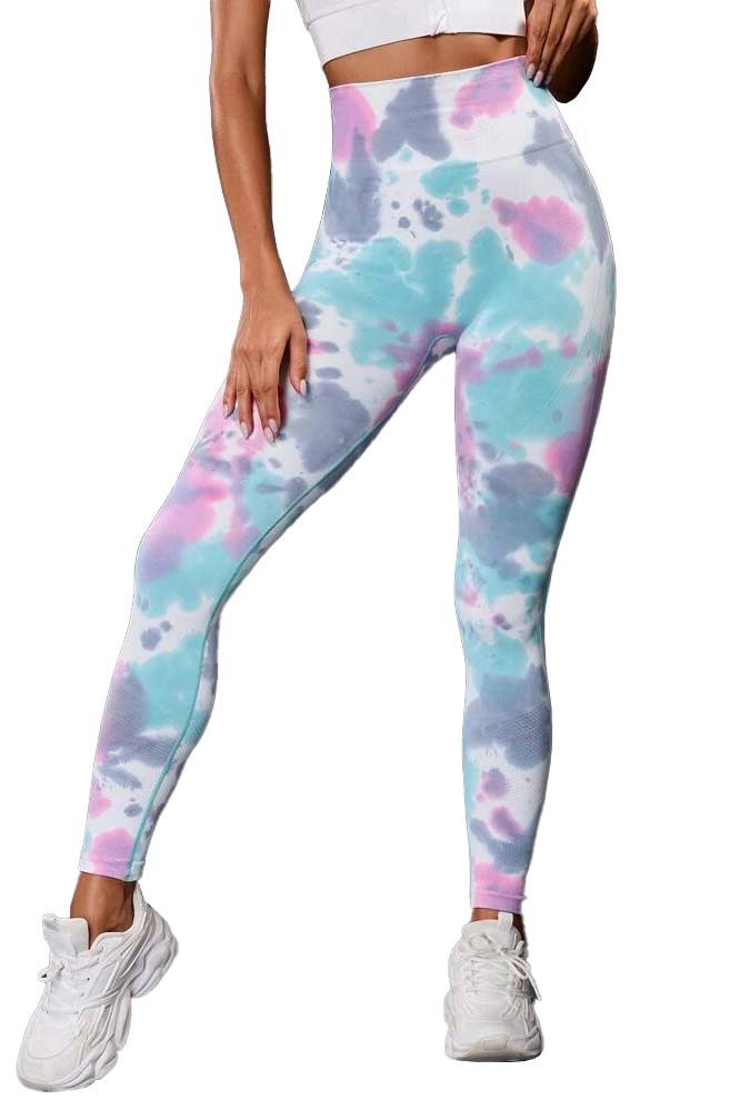 Colanti Fitness WNY PRO Tie Dye push up cu talie inalta WCLNT2588