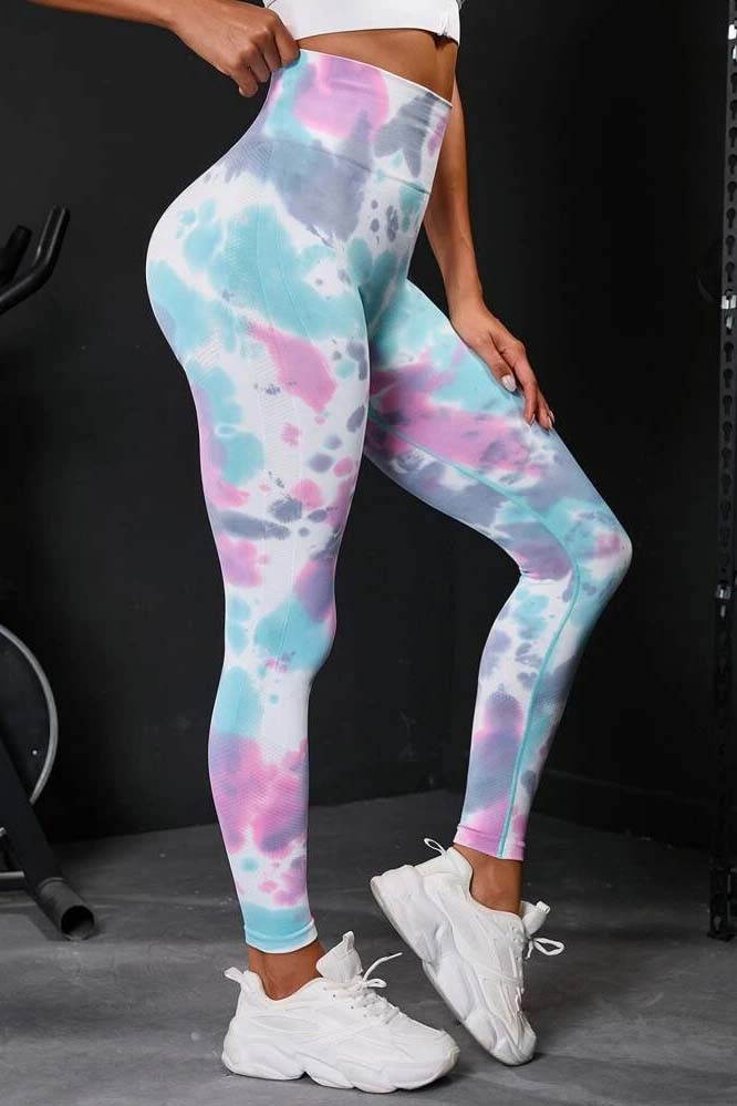 Colanti Fitness WNY PRO Tie Dye push up cu talie inalta WCLNT2588