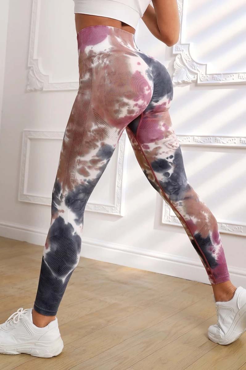 Colanti Fitness WNY PRO Tie Dye push up cu talie inalta WCLNT2588