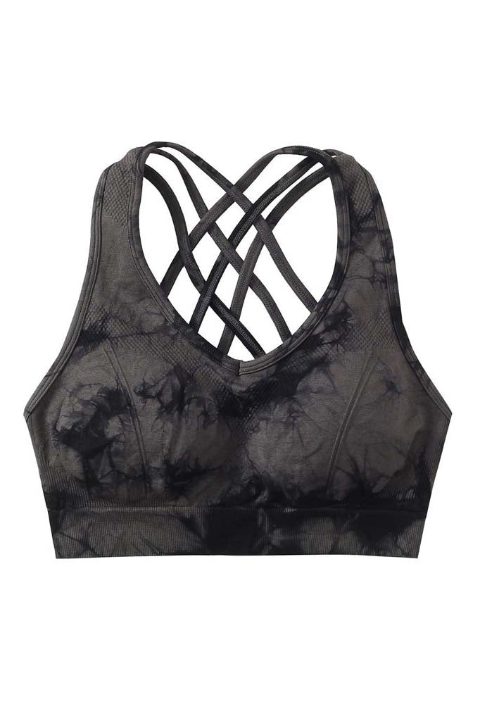 Compleu 2 piese colanti si bustiere WNY PRO Tie Dye fitness modelator BC8828 tie dye gri negru