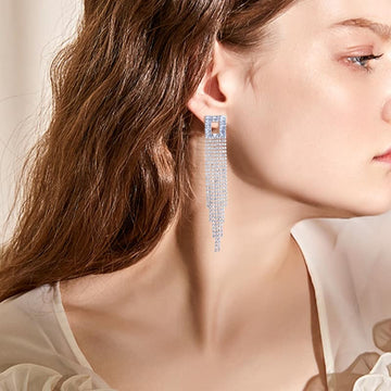 Luxuriöse lange elegante Zirkoniumohrringe WE045
