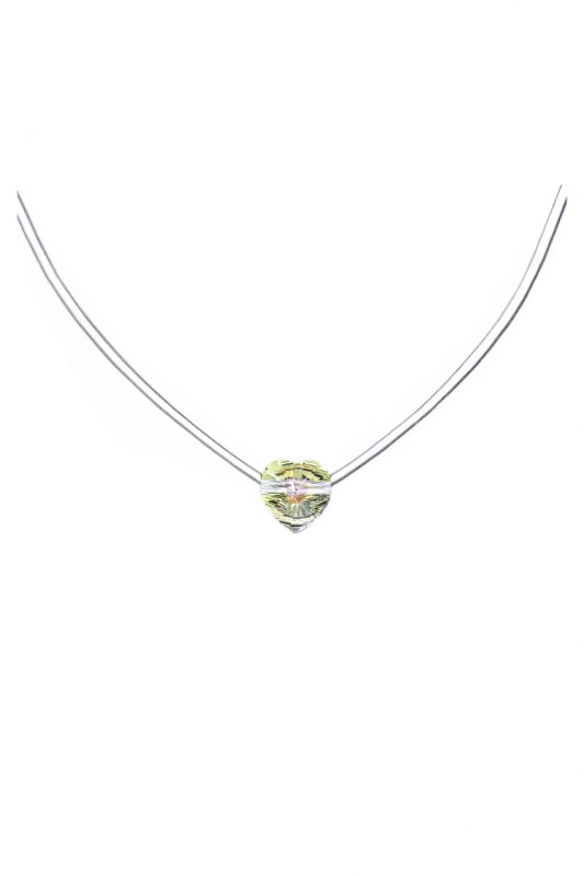 Colier - Chocker Cristal Inima Aurora Boreala cu Guta Elastica Transparent