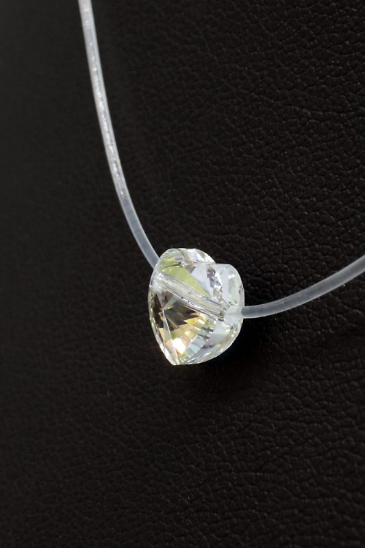 Colier - Chocker Cristal Inima Aurora Boreala cu Guta Elastica Transparent