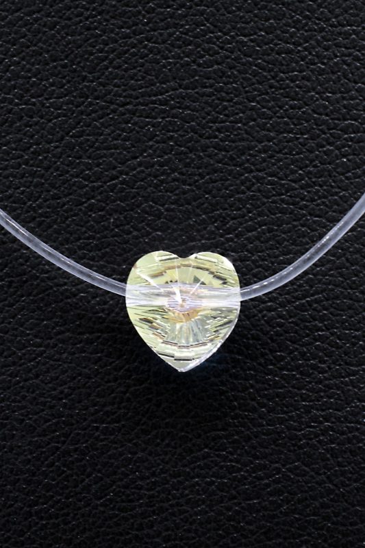 Colier - Chocker Cristal Inima Aurora Boreala cu Guta Elastica Transparent