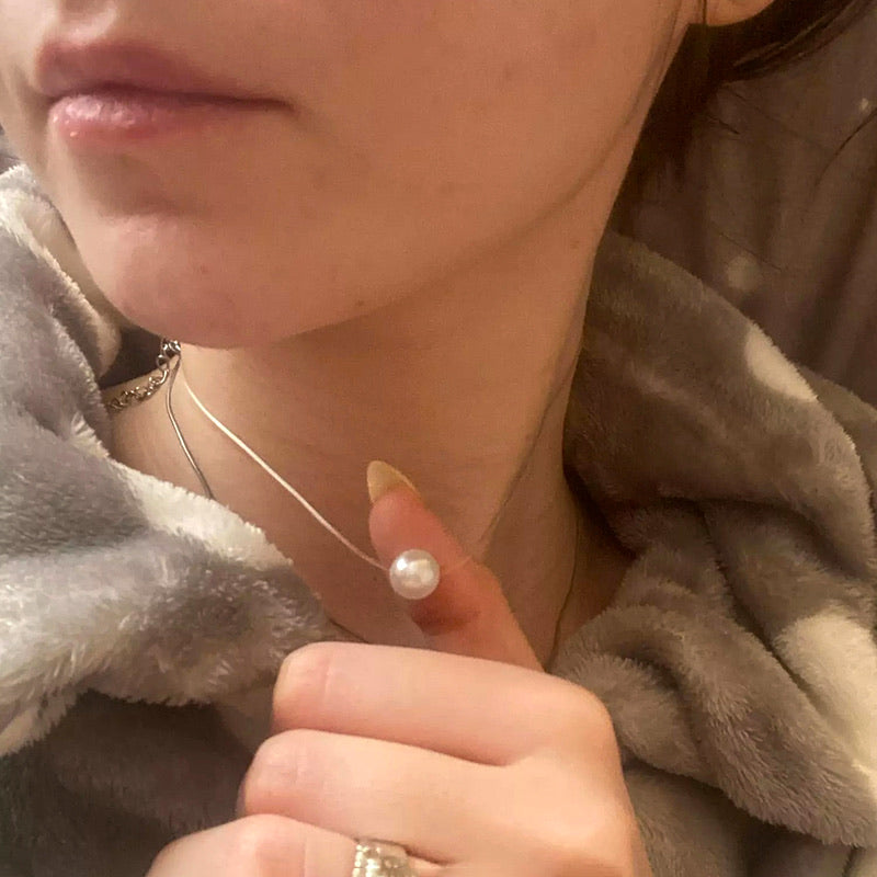 Colier - Chocker Perla cu Guta Elastica Transparent