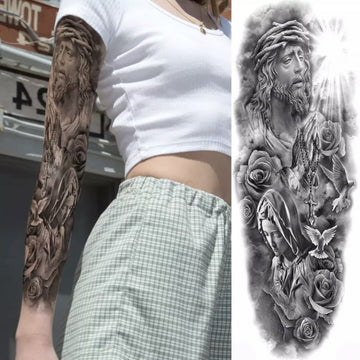 Wasserdichtes temporäres Tattoo, ganzer Arm und extra groß, für Arme oder Beine und Körper, Größe 17,8 x 48 cm, TQB-115