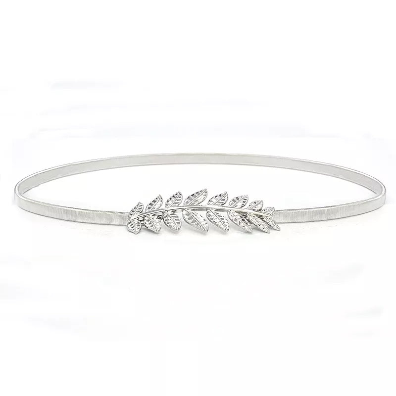 Curea Metalice Elastice Elegante de purtat la rochie cu catarama metalica tip frunze CR-001